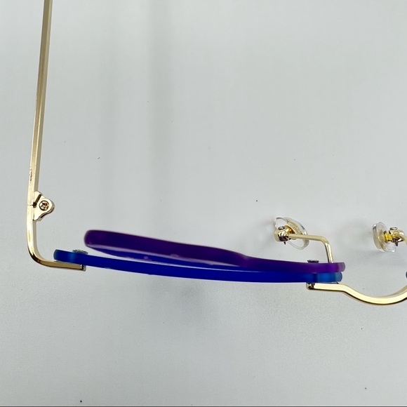 Blue Purple Butterfly Etched Wings Rimless Y2K Pastel Lenses Colored Glasses - Picture 13 of 15